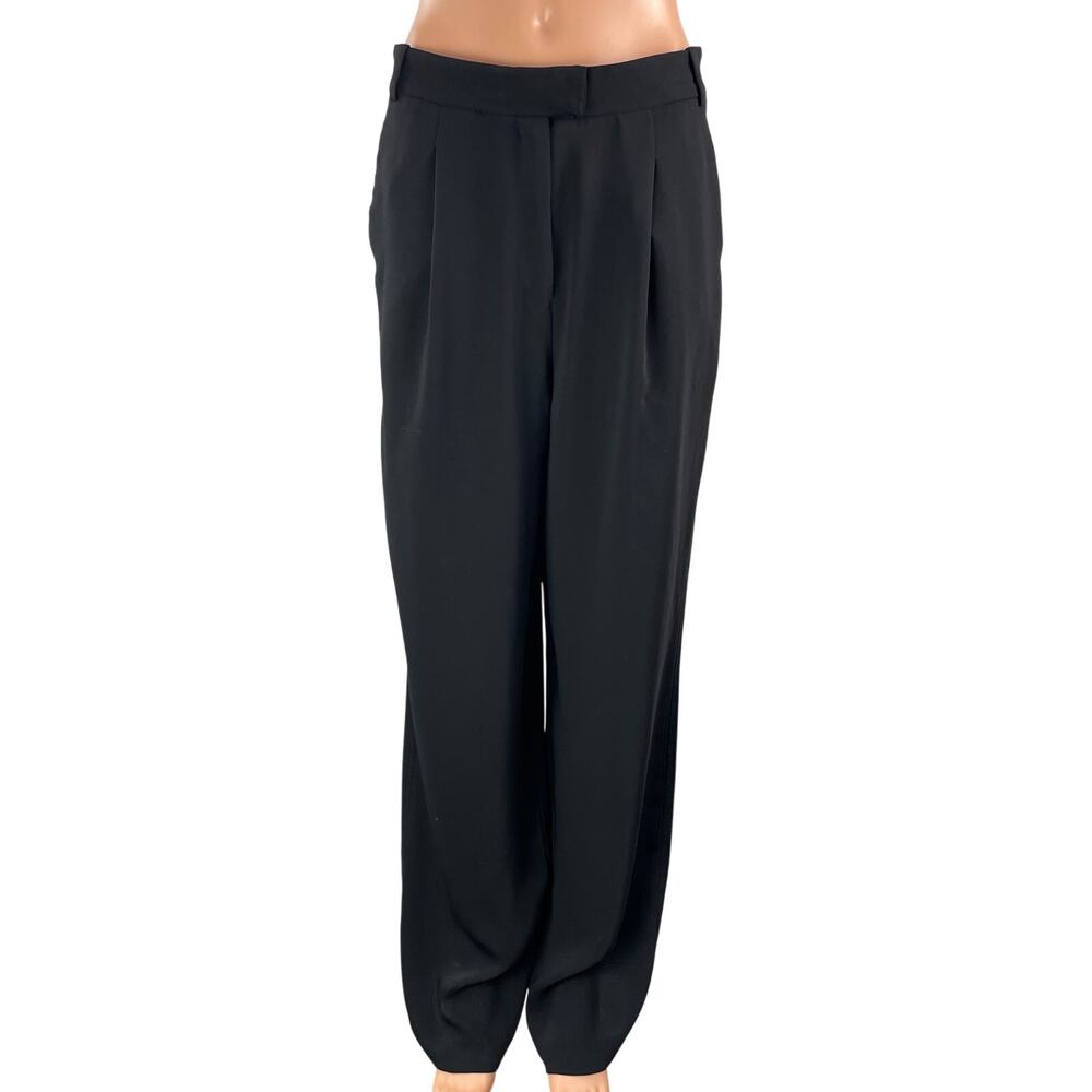 Aritzia Babaton Black High Waisted Pleated Relaxed Tapered Trouser Dress Pants 8